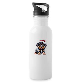 Hundewelpe Rottweiler Weihnachten Hunde Hund - Trinkflasche mit integriertem Trinkhalm - Weiß - Rechts