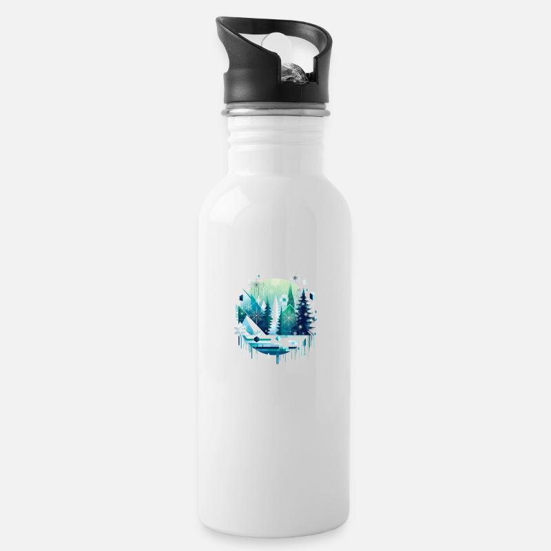 winter welt - Trinkflasche mit integriertem Trinkhalm - Weiß
