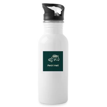 Petri Heil Angeln - Trinkflasche mit integriertem Trinkhalm - Weiß - Rechts