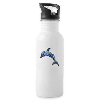 Delfin - Trinkflasche mit integriertem Trinkhalm - Weiß - Rechts
