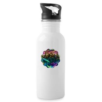 Landschaft - Trinkflasche mit integriertem Trinkhalm - Weiß - Rechts