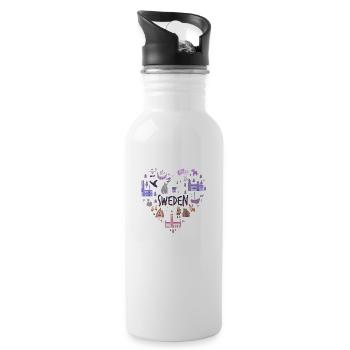 Sweden Sweden norden scandinavia viking lagom swe - Water bottle with straw - white - Right