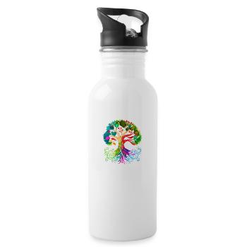 Tree of Life Meditation Yoga Tree of Life - Water bottle with straw - white - Right