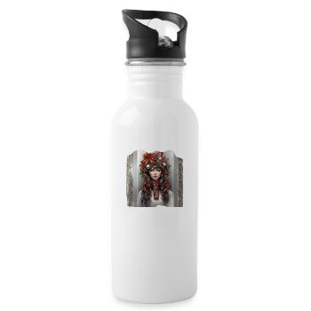 Weihnachtsmann Heiligabend Mitternachtsmesse Weihnachtsbaum Geschenke - Trinkflasche mit integriertem Trinkhalm - Weiß - Rechts