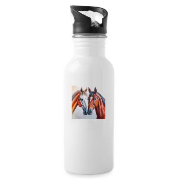 Tête de cheval#Chevaux - Gourde avec paille intégrée - blanc - Droite