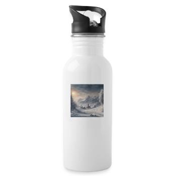 Paysage hivernal avec beaucoup de neige - Gourde avec paille intégrée - blanc - Droite
