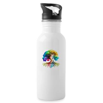 Arbre de Vie Arbre de Vie Méditation Yoga - Gourde avec paille intégrée - blanc - Droite