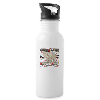 Elefant - Trinkflasche mit integriertem Trinkhalm - Weiß - Rechts