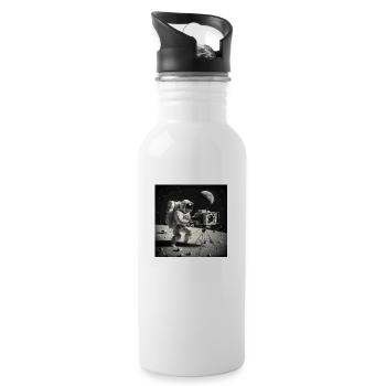 Astronauten-Film - Trinkflasche mit integriertem Trinkhalm - Weiß - Rechts