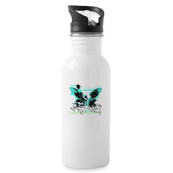 Bunte Schmetterlingsblumen Bunte Insektentraum - Trinkflasche mit integriertem Trinkhalm - Weiß - Rechts