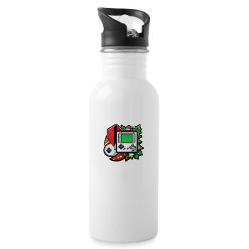 Christmas Video Game Console - Water bottle with straw - white - Right