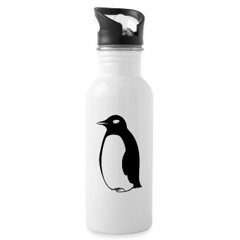 Pinguin - Trinkflasche mit integriertem Trinkhalm - Weiß - Rechts