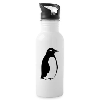 Pinguin - Trinkflasche mit integriertem Trinkhalm - Weiß - Rechts