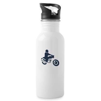 Motorcycle Motorcycle Fan Motorcyclist Motorcross - Water bottle with straw - white - Right