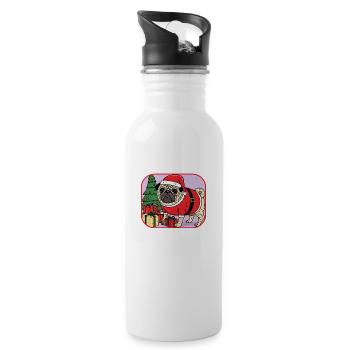 Pug Christmas - Water bottle with straw - white - Right