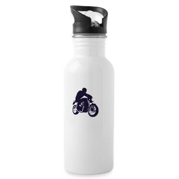 Motorcycle Motorcyclist Motorbike Fan Motorcross - Water bottle with straw - white - Right