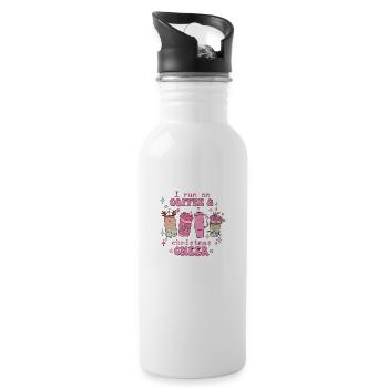 Kaffee und Weihnachten und Geschenk - Trinkflasche mit integriertem Trinkhalm - Weiß - Rechts