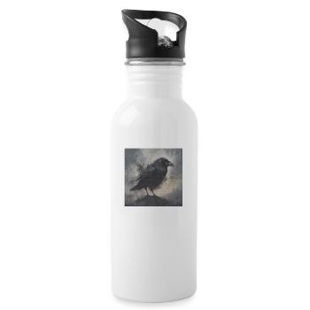 Dunkler Rabe - Trinkflasche mit integriertem Trinkhalm - Weiß - Rechts