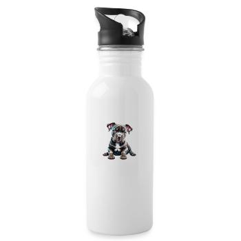 Staffordshire Bullterrier Hundebesitzer Hunde - Trinkflasche mit integriertem Trinkhalm - Weiß - Rechts