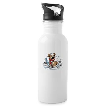 Festive Dog - Water bottle with straw - white - Right