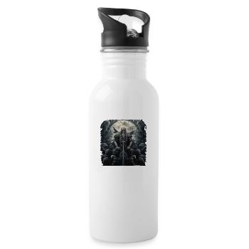 Odin, Viking, Dieu, Corbeau d’Odin, Hugin et Munin - Gourde avec paille intégrée - blanc - Droite