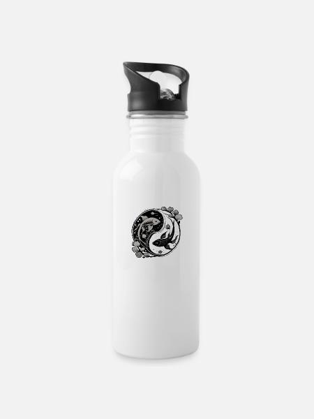 yin et yang, symbole de sérénité - Gourde avec paille intégrée - blanc