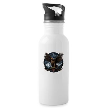 Bald Eagle Design with Mountains - Water bottle with straw - white - Right