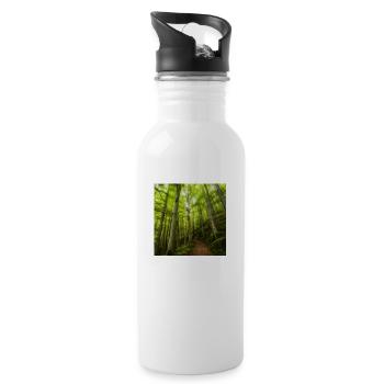 Smaragdgrne Dschungel - Trinkflasche mit integriertem Trinkhalm - Weiß - Rechts