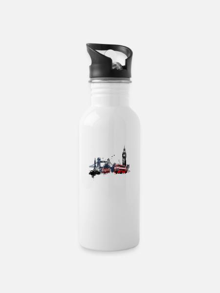 London, the vibrant capital - Water bottle with straw - white