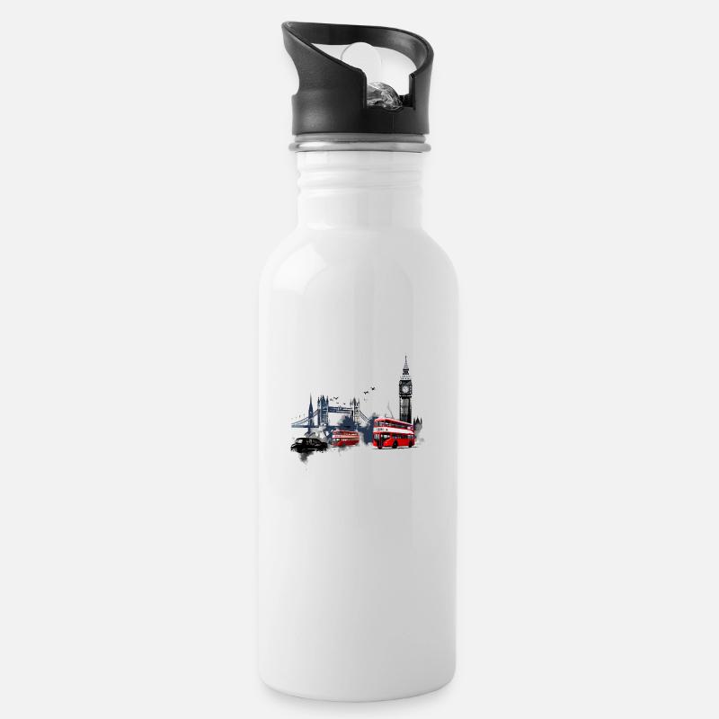 London, die pulsierende Hauptstadt - Trinkflasche mit integriertem Trinkhalm - Weiß