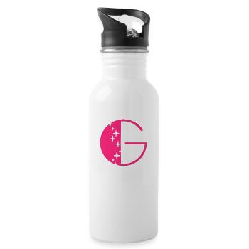 Buchstabe G Glitzer - Trinkflasche mit integriertem Trinkhalm - Weiß - Rechts