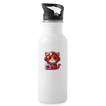 The Astronaut Cat - Water bottle with straw - white - Right
