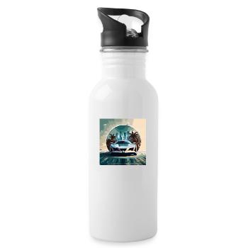 Miami Portal Escape (Miami Collection) - Water bottle with straw - white - Right