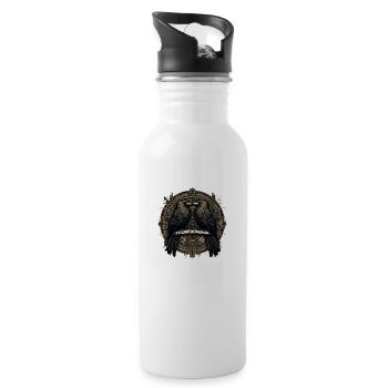 Hugin & Munin Ravens Le design viking celtique d’Odin - Gourde avec paille intégrée - blanc - Droite