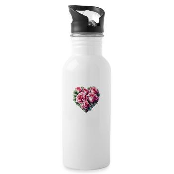 Valentine's Day Love Engagement Wedding Mother's Day - Water bottle with straw - white - Right