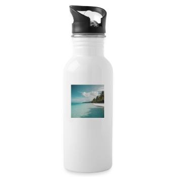 Tropisches Paradies - Trinkflasche mit integriertem Trinkhalm - Weiß - Rechts