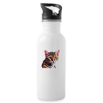 Bengal Cat Kitten Cat Owner Bengal Kitten - Water bottle with straw - white - Right