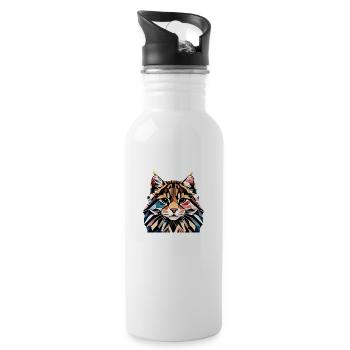 Maine Coon Cat Chaton Chaton Propriétaire Chat Mâle Chat - Gourde avec paille intégrée - blanc - Droite