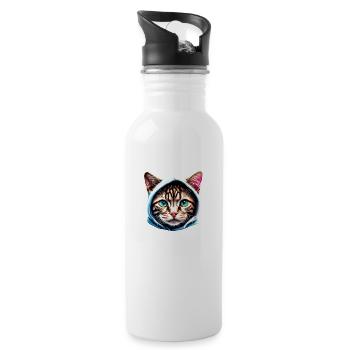 Cat, Domestic Cat, Pet, Kitten, Cat Owner - Water bottle with straw - white - Right