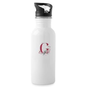 Blumenbuchstabe G - Geschenkidee - Trinkflasche mit integriertem Trinkhalm - Weiß - Rechts
