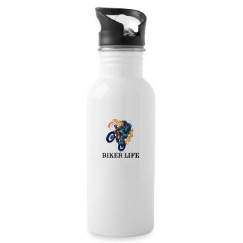Kosmischer Biker - Trinkflasche mit integriertem Trinkhalm - Weiß - Rechts