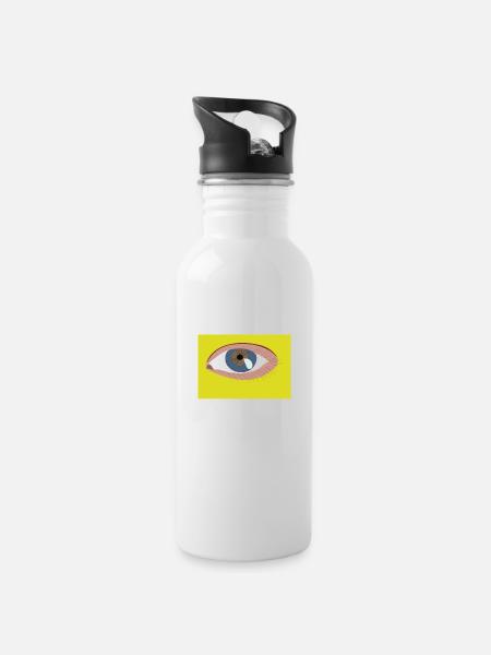 Eye - Water bottle with straw - white