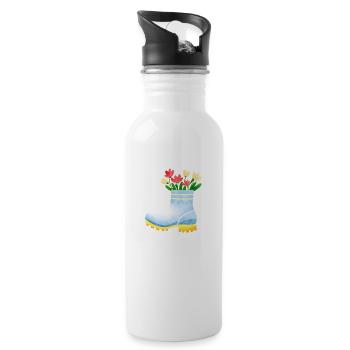 Flower Home Gardener Gardener Gift Flowers Garden - Water bottle with straw - white - Right