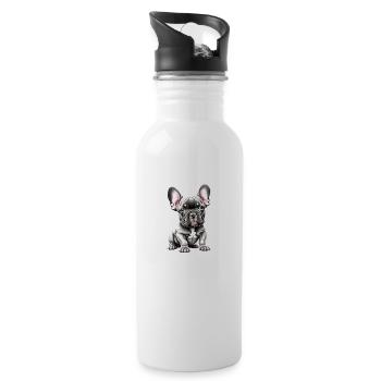 French Bulldog Dog Owner - Water bottle with straw - white - Right