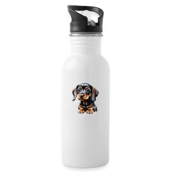Teckel Chien Teckel Chiot Chien Propriétaire Chiens - Gourde avec paille intégrée - blanc - Droite