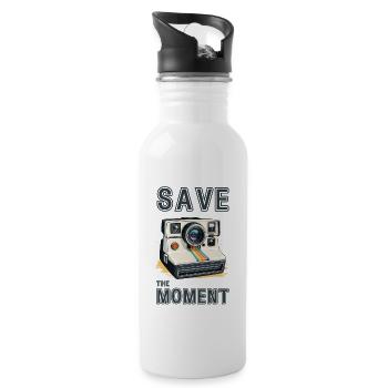 Save the moment. Retro camera. - Water bottle with straw - white - Right