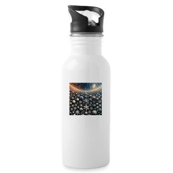 Weihnachtlicher Schneeflocken - Geschenkidee - Trinkflasche mit integriertem Trinkhalm - Weiß - Rechts
