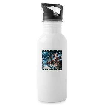 Weihnachtlicher Nikolausdruck - Geschenkidee - Trinkflasche mit integriertem Trinkhalm - Weiß - Rechts