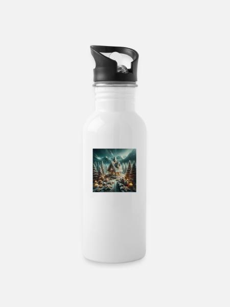 Weihnachtliche Leckereien - Weihnachtsgeschenkidee - Trinkflasche mit integriertem Trinkhalm - Weiß