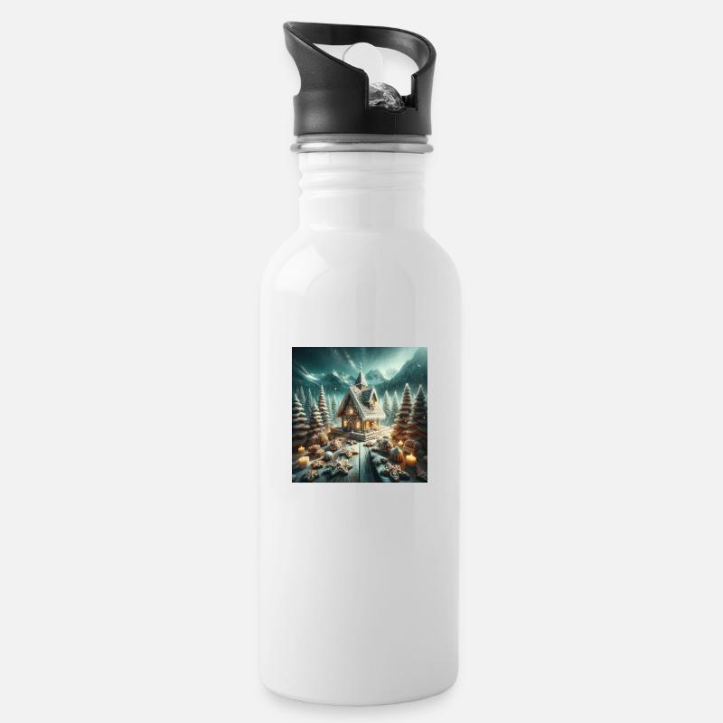 Weihnachtliche Leckereien - Weihnachtsgeschenkidee - Trinkflasche mit integriertem Trinkhalm - Weiß